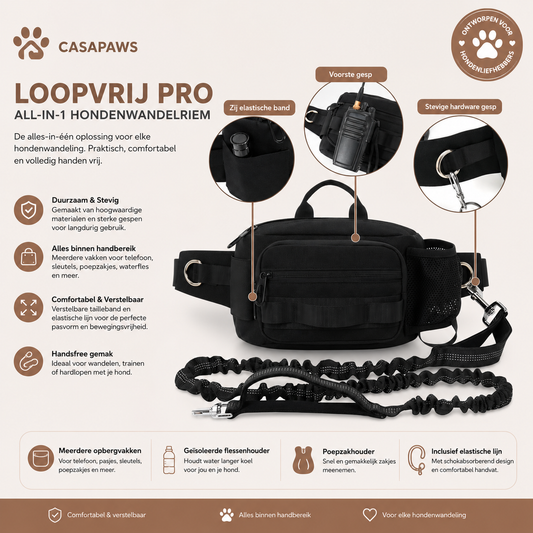 Loopvrij Pro — All-in-1 Hondenwandelriem