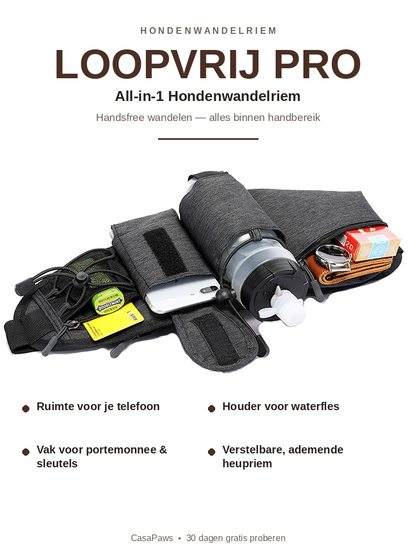 Loopvrij Pro — All-in-1 Hondenwandelriem